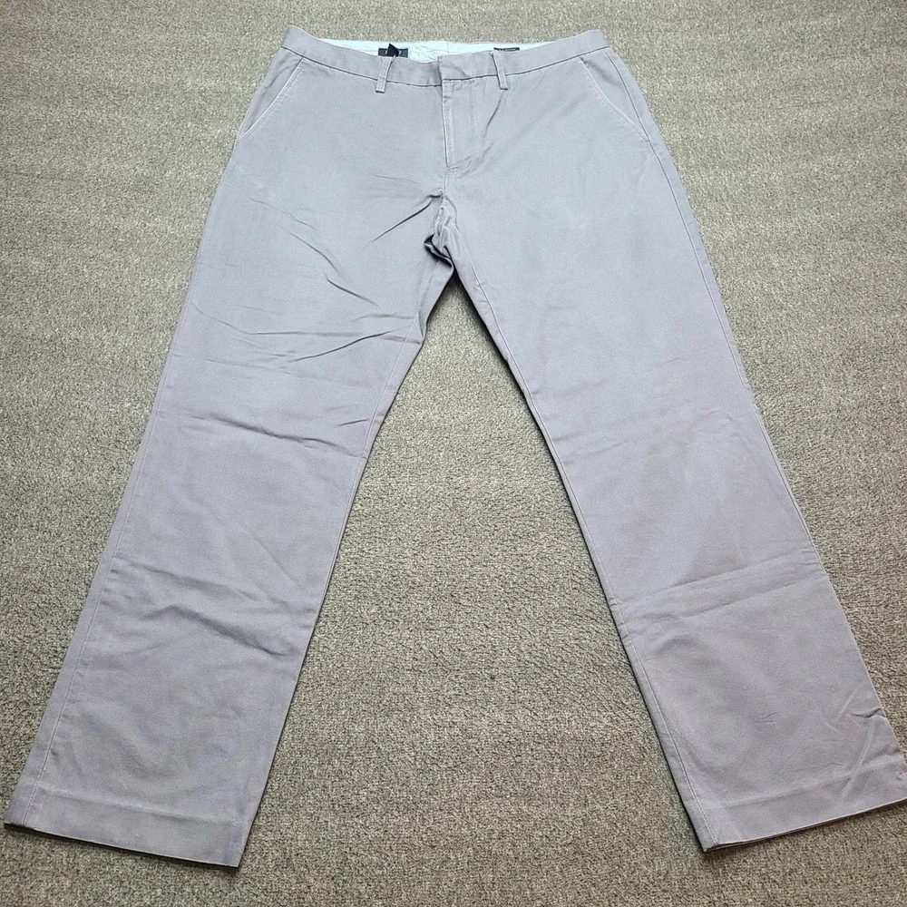 J Crew Slim Bedford Chino Pants Mens 35x32 Gray Flat Front Casual Office
